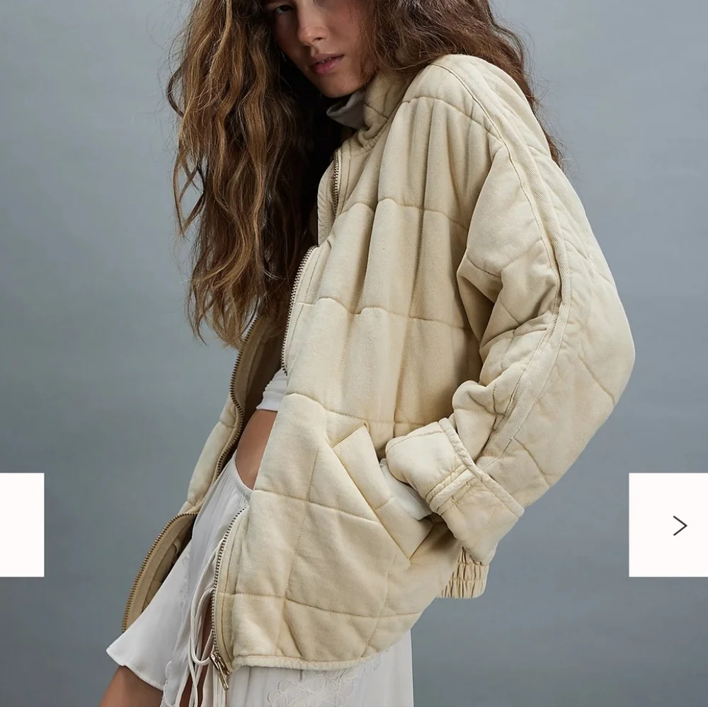 Free People Dolman Quilted Knit Jacket In Vanilla Creme XL Oversized Casual - Picture 2 of 15